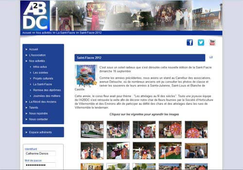 Capture d'écran d'une page d'actualité du site de l'A2BDC