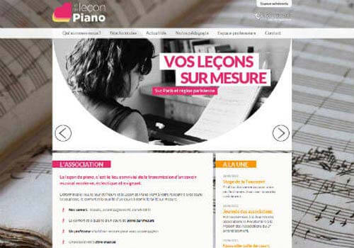 Capture d'écran de la page d'accueil du site La leçon de piano.