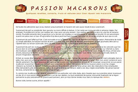 Capture d'écran de la page d'accueil du site Passion Macarons.